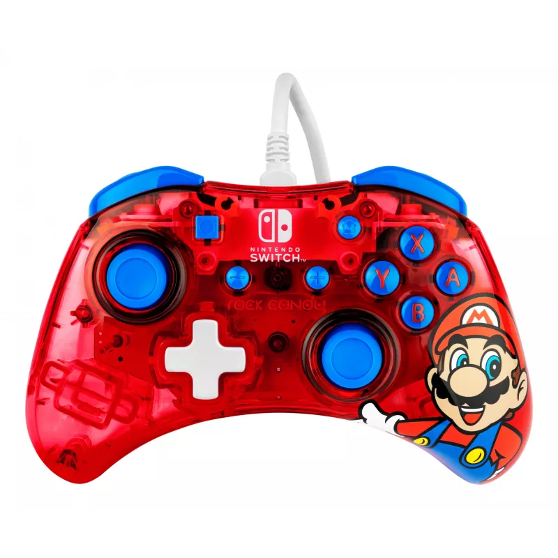 PDP Rock Candy: Mario Punch Rot, Transluzentes USB-Gamepad Analog/Digital Nintendo Switch, Nintendo Switch Lite, Nintendo Switch OLED