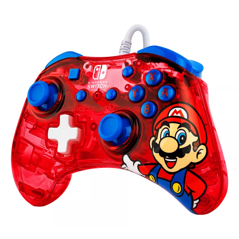 PDP Rock Candy: Mario Punch Rot, Transluzentes USB-Gamepad Analog/Digital Nintendo Switch, Nintendo Switch Lite, Nintendo Switch OLED