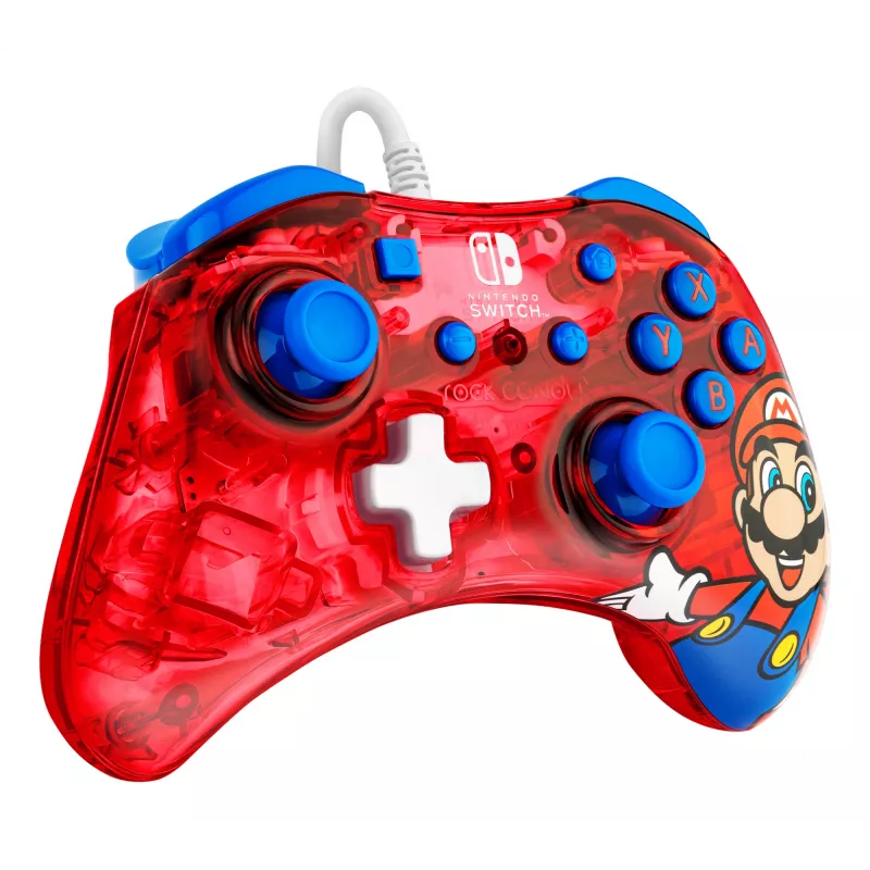 PDP Rock Candy: Mario Punch Rot, Transluzentes USB-Gamepad Analog/Digital Nintendo Switch, Nintendo Switch Lite, Nintendo Switch OLED