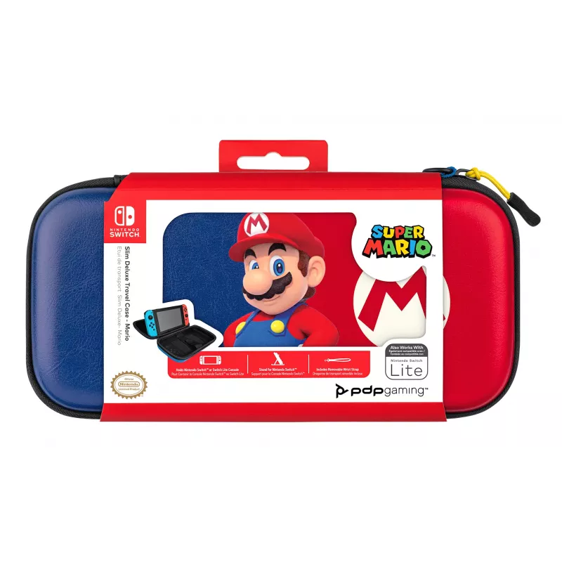 Hardshell-Tragetasche PDP schlank Deluxe Power Pose Mario für Nintendo – Blau/Rot