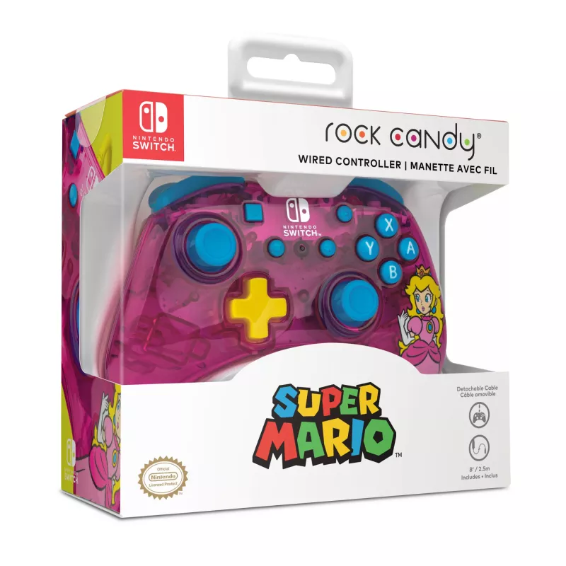 PDP Rock Candy: Bubblegum Peach Pink, durchscheinendes USB-Gamepad Analog / Digital Nintendo Switch, Nintendo Switch Lite, Nintendo Switch OLED