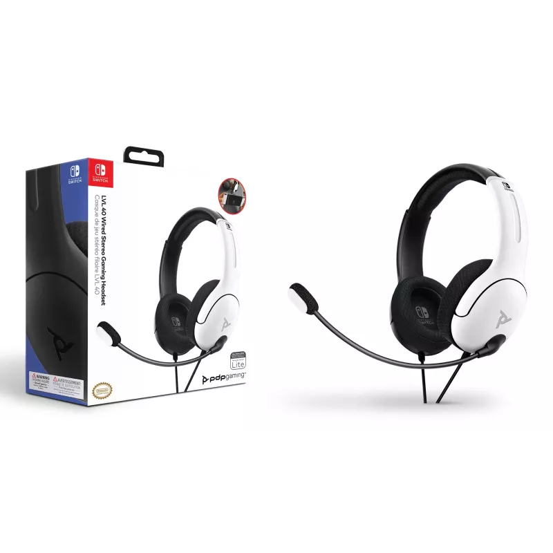 PDP LVL40 Headset Kabelgebundenes Headset Head-Band Gaming Schwarz, Weiß