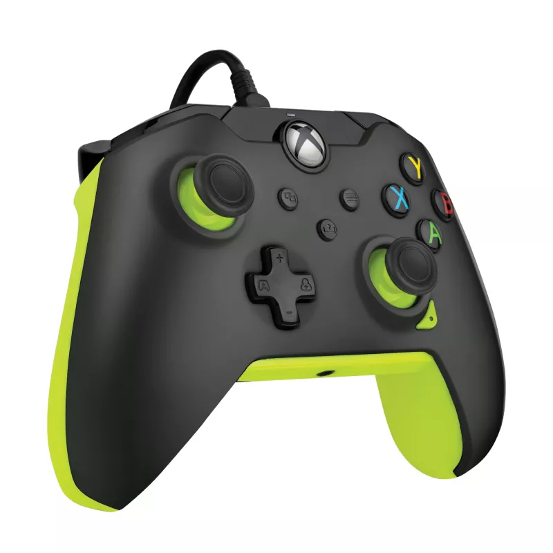 Kabelgebundenes PDP-Gamepad Electric Schwarz für Xbox Series X|S, Xbox One und Windows – USB-C, 2,43 m Kabel, D-Pad, Menü-/Teilen-/Ansicht-Tasten