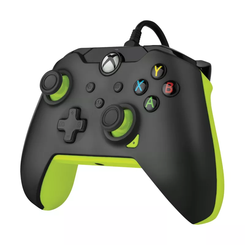 Kabelgebundenes PDP-Gamepad Electric Schwarz für Xbox Series X|S, Xbox One und Windows – USB-C, 2,43 m Kabel, D-Pad, Menü-/Teilen-/Ansicht-Tasten