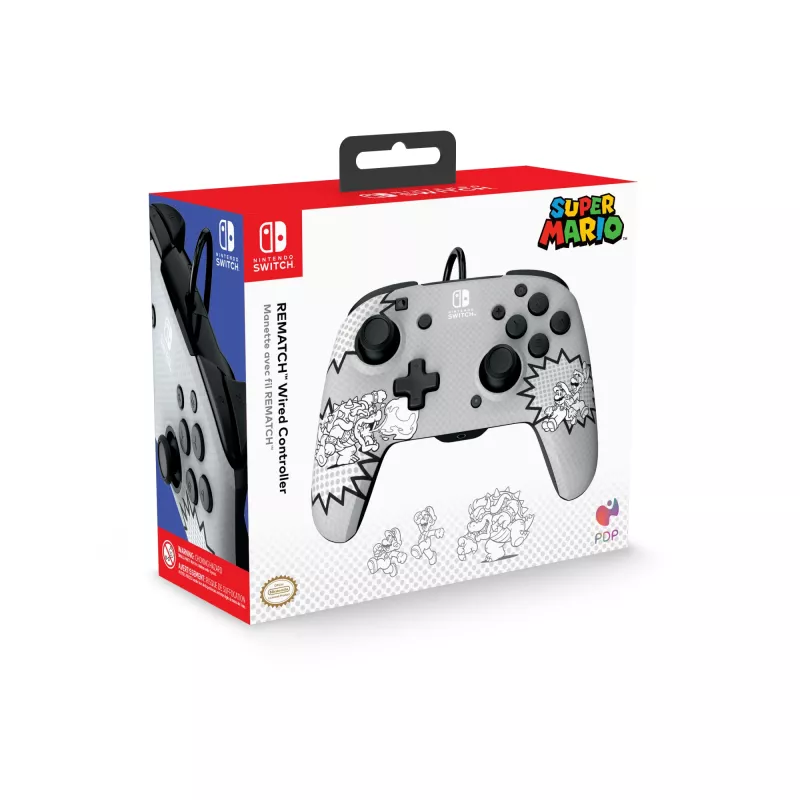PDP REMATCH: Comic Attack Schwarz, Grau, Weiß USB Gamepad Analog / Digital Nintendo Switch, Nintendo Switch OLED