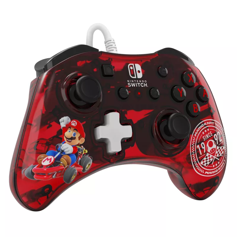 PDP Rock Candy: Mario Punch Rot, Transparentes USB-Gamepad Analog / Digital Nintendo Switch, Nintendo Switch Lite, Nintendo Switch OLED