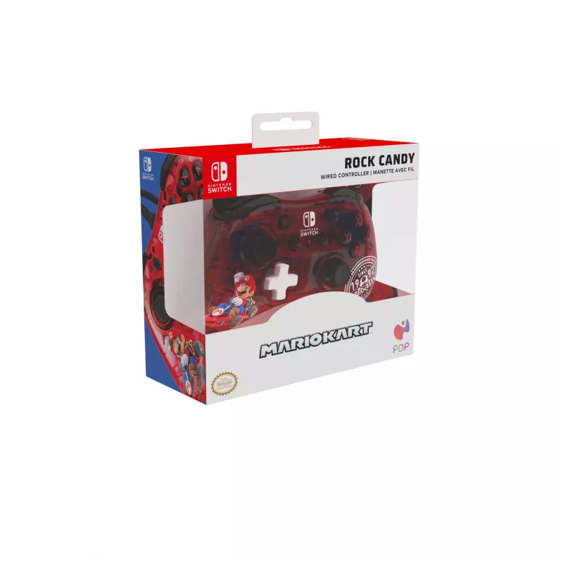 PDP Rock Candy: Mario Punch Rot, Transparentes USB-Gamepad Analog / Digital Nintendo Switch, Nintendo Switch Lite, Nintendo Switch OLED