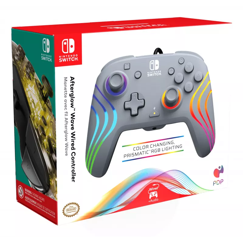 PDP Afterglow Wave Grau USB Gamepad Analog / Digital Nintendo Switch, Nintendo Switch OLED
