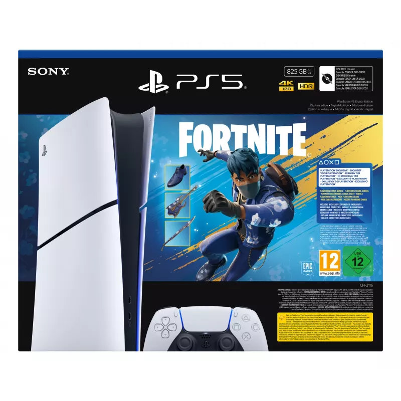 Sony PlayStation 5 (model group - schlank) Digital Edition, Fortnite Flowering Chaos Bundle