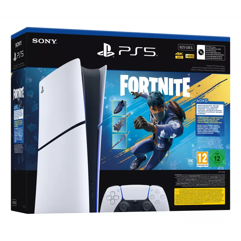 Sony PlayStation 5 (model group - schlank) Digital Edition, Fortnite Flowering Chaos Bundle