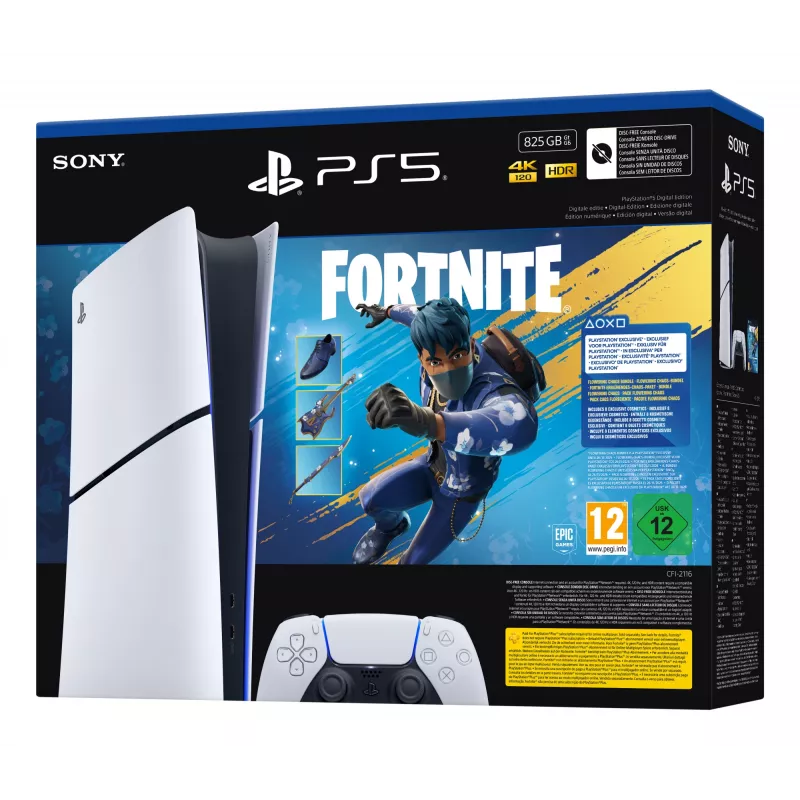 Sony PlayStation 5 (model group - schlank) Digital Edition, Fortnite Flowering Chaos Bundle