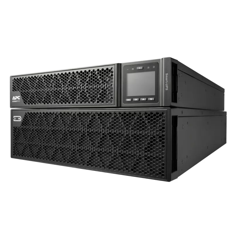 APC Smart-UPS On-Line, 8 kVA/8 kW, Rack/Tower, 230 V, 2x IEC C13+1x IEC C19+Festverdrahtung 3-adrig (H+N+E) Ausgänge, Netzwerkkarte, ohne Schienensatz