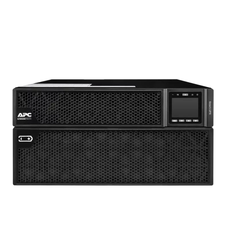 APC Smart-UPS On-Line, 8 kVA/8 kW, Rack/Tower, 230 V, 2x IEC C13+1x IEC C19+Festverdrahtung 3-adrig (H+N+E) Ausgänge, Netzwerkkarte, ohne Schienensatz