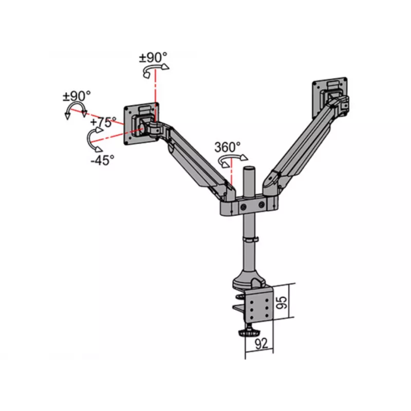 Multibrackets M VESA Gas Lift Arm Dual Schwarz