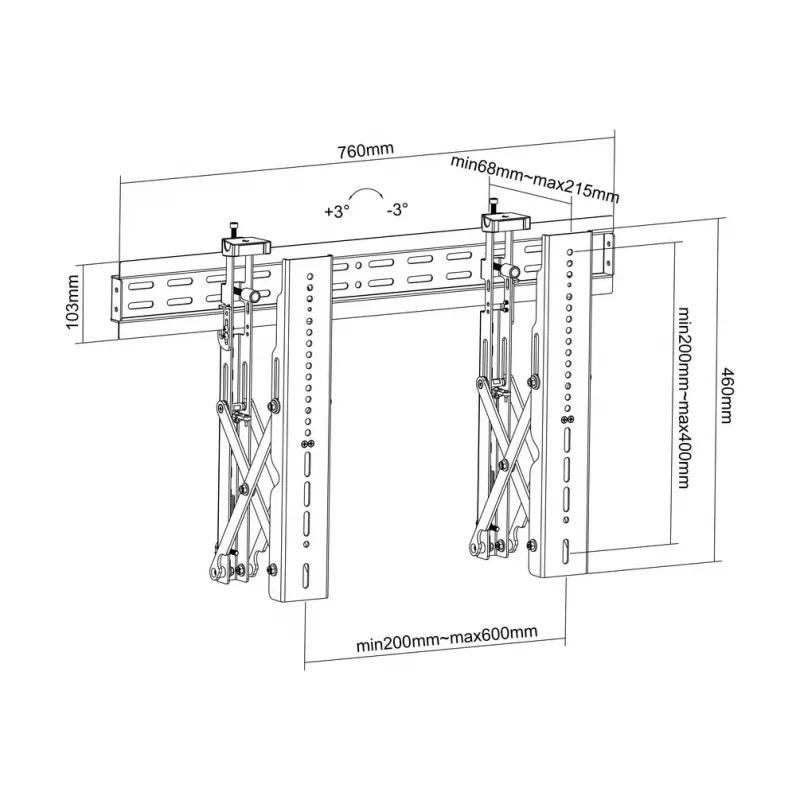 Video Wall Mount Multibrackets M Public Push 40-70 Zoll Schwarz