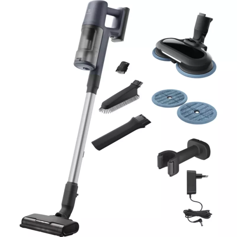 Electrolux EP61H21WET 2-in-1-Stielstaubsauger, batteriebetrieben, Trockenreinigung, beutellos, 0,6 l, 85 W, Blau, 2,5 Ah