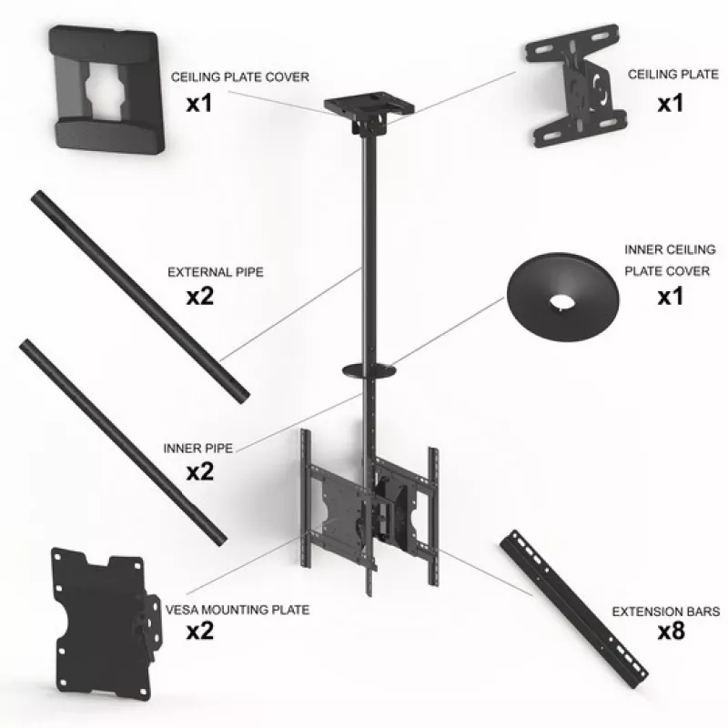 Deckenhalterung Multibrackets M Public Medium Back to Back Schwarz 3000