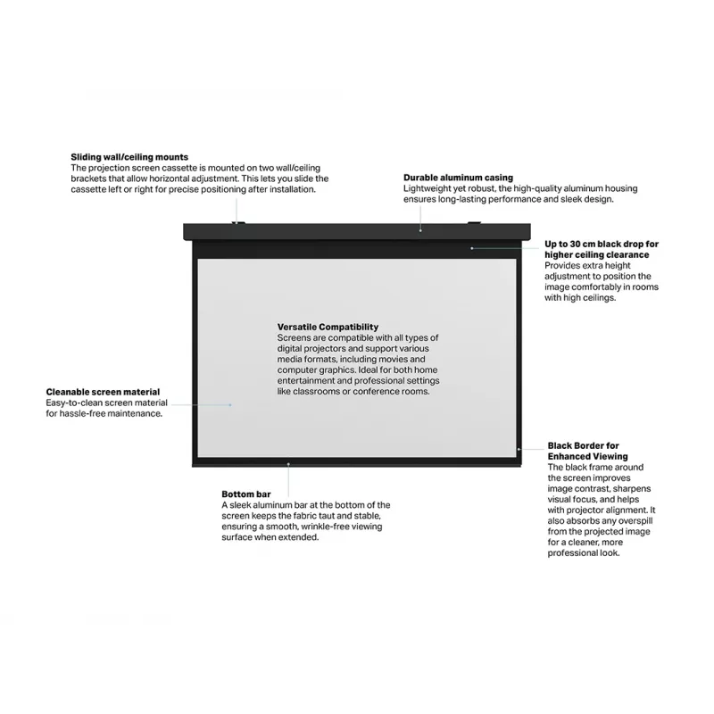 Motorisierte Projektionsleinwand MULTIBRACKETS M 16:10 135 Zoll — matte weiße Oberfläche, sichtbare Breite 2,91 m, motorisierter Antrieb