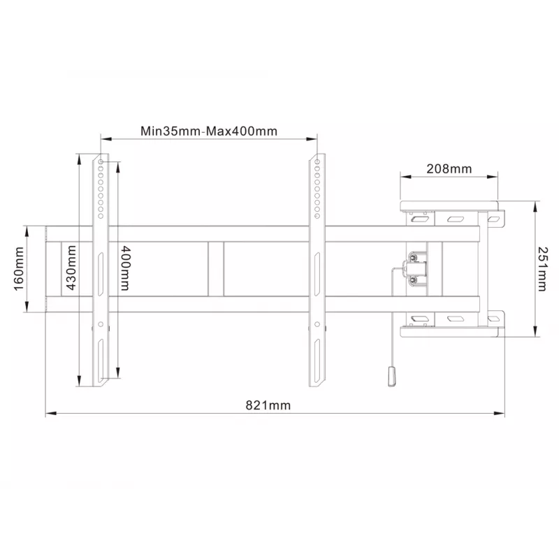 Schwenkarmhalterung MULTIBRACKETS M Universal 180° – für 26-Zoll- bis 47-Zoll-Bildschirme, VESA bis 400x400, max. 25 kg, schwarz