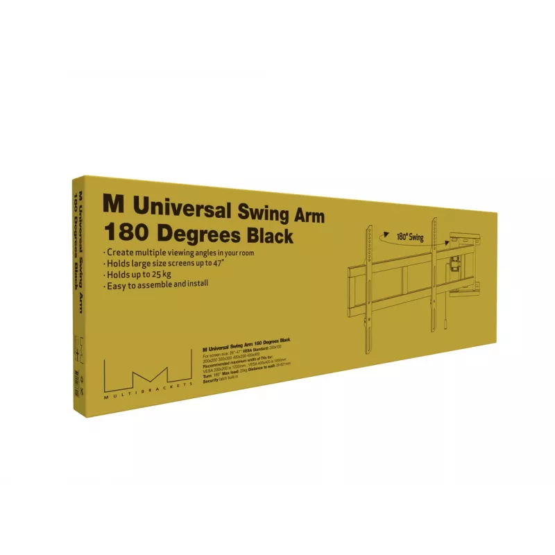 Schwenkarmhalterung MULTIBRACKETS M Universal 180° – für 26-Zoll- bis 47-Zoll-Bildschirme, VESA bis 400x400, max. 25 kg, schwarz