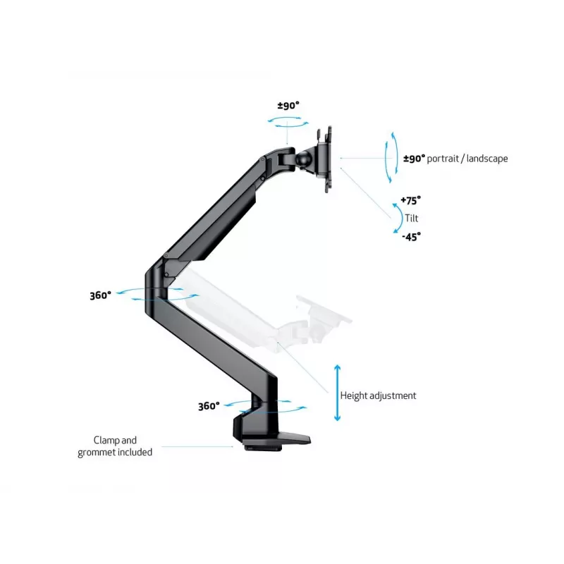 Multibrackets M VESA Gas Lift Arm Single Schwarz