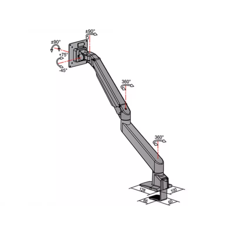 Multibrackets M VESA Gas Lift Arm Single Schwarz
