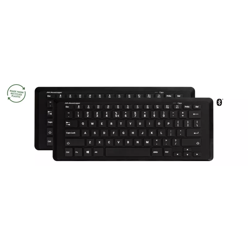 Kabellose Tastatur Mousetrapper Type Mini QWERTY NORDIC – USB-C, RF Wireless, Bluetooth, schwarz