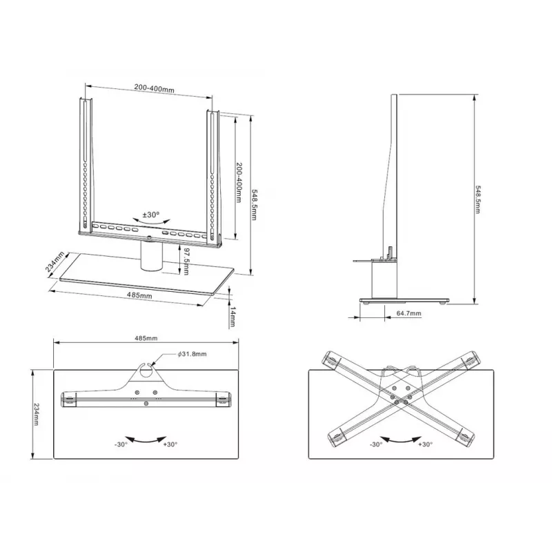 Tischständer Multibrackets M VESA Tablestand Turn Schwarz Mittel MAX 400x400