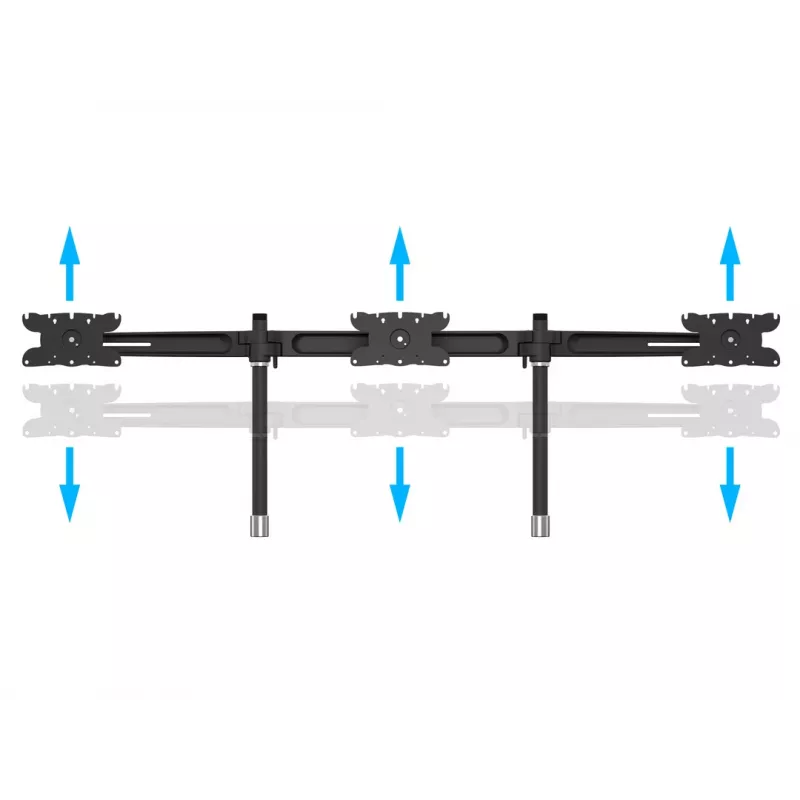 Triple-Monitor-Tischhalterung-Erweiterungskit MULTIBRACKETS M VESA für 3 Displays 24–32 Zoll bis 24 kg, Aluminium/Kunststoff, schwarz