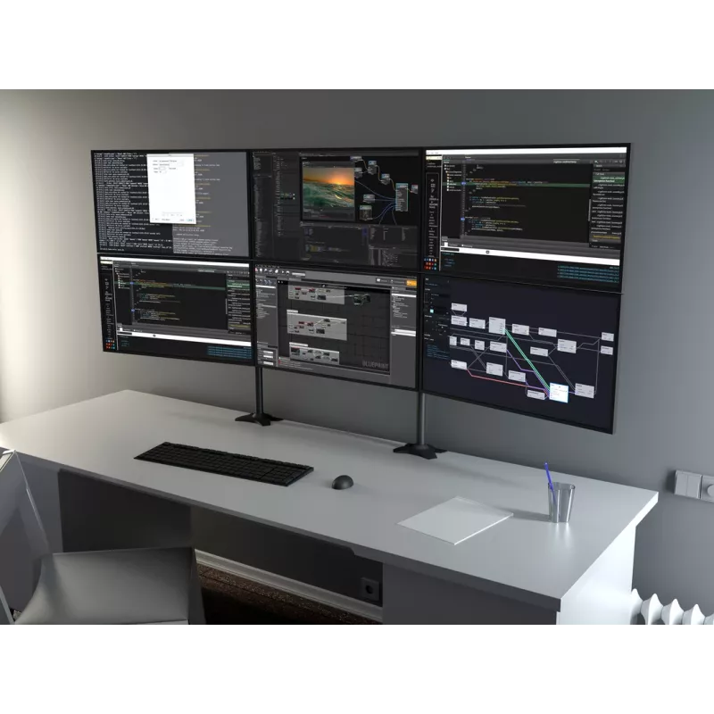 Triple-Monitor-Tischhalterung-Erweiterungskit MULTIBRACKETS M VESA für 3 Displays 24–32 Zoll bis 24 kg, Aluminium/Kunststoff, schwarz