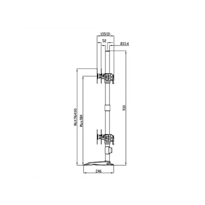 Triple-Monitor-Tischhalterung-Erweiterungskit MULTIBRACKETS M VESA für 3 Displays 24–32 Zoll bis 24 kg, Aluminium/Kunststoff, schwarz