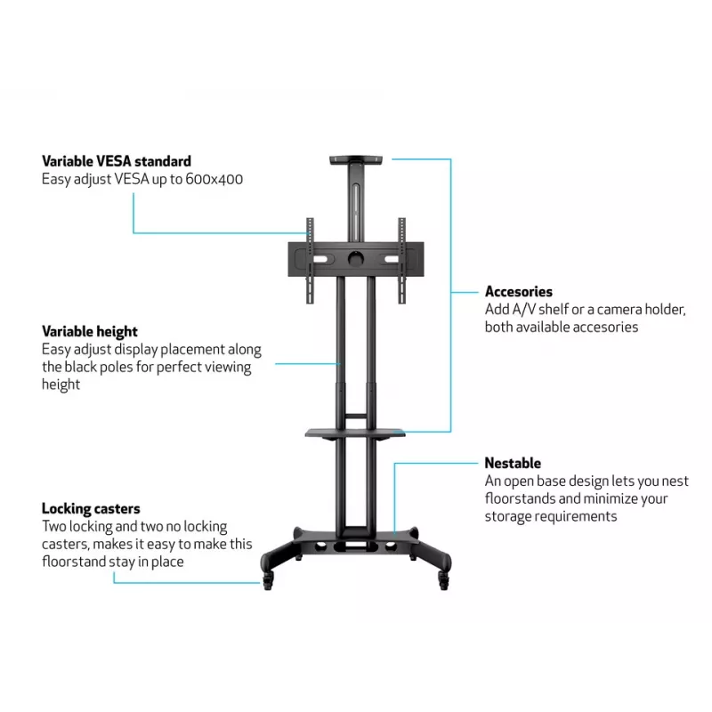 Regalboden Multibrackets M Public Floorstand Shelf Basic 150 Schwarz Kunststoff Stahl