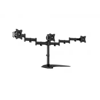 Monitor-Tischständer MULTIBRACKETS M Deskstand Basic Triple — 3-fach, VESA 75x75–100x100, unterstützt bis zu 24 kg, für 15-Zoll- bis 27-Zoll-Bildschirme, schwarz