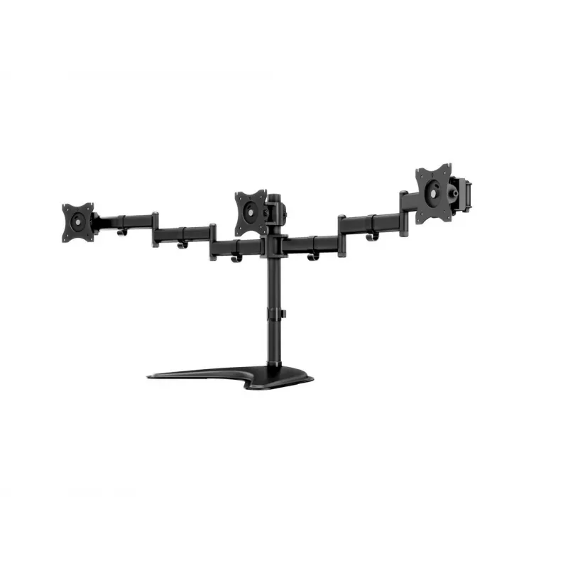 Monitor-Tischständer MULTIBRACKETS M Deskstand Basic Triple — 3-fach, VESA 75x75–100x100, unterstützt bis zu 24 kg, für 15-Zoll- bis 27-Zoll-Bildschirme, schwarz