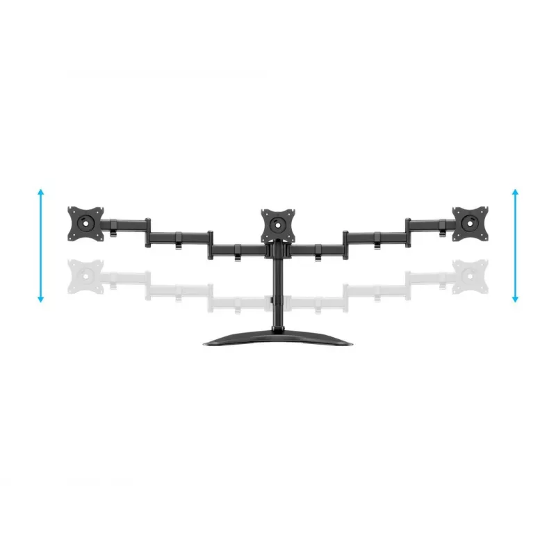 Monitor-Tischständer MULTIBRACKETS M Deskstand Basic Triple — 3-fach, VESA 75x75–100x100, unterstützt bis zu 24 kg, für 15-Zoll- bis 27-Zoll-Bildschirme, schwarz