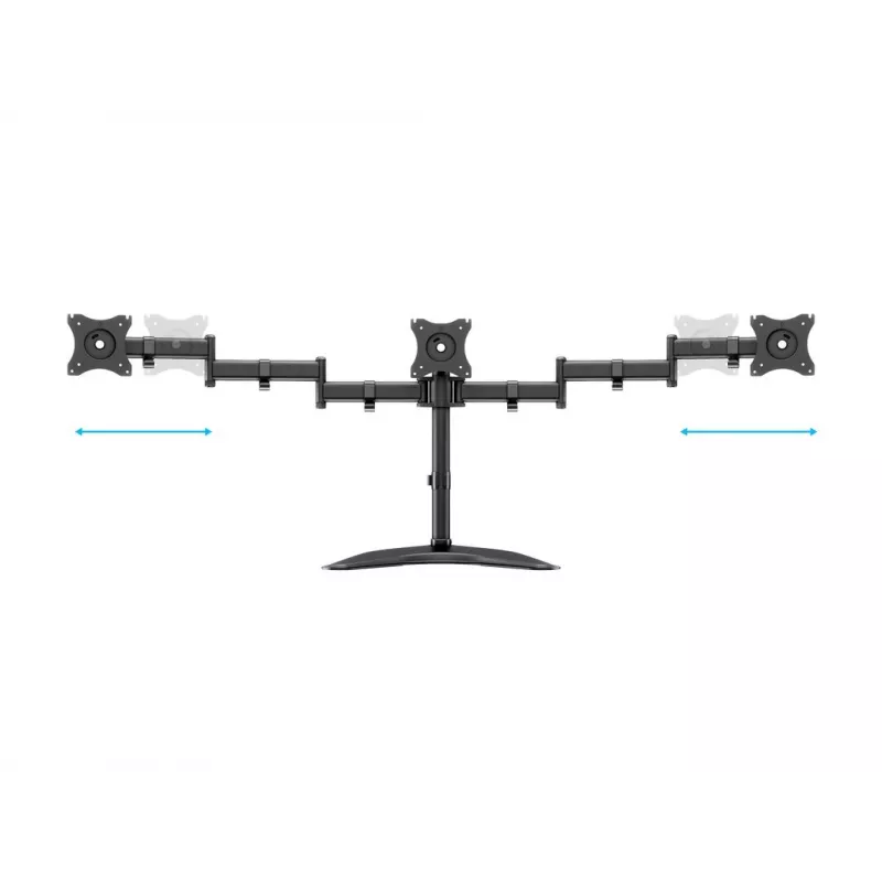 Monitor-Tischständer MULTIBRACKETS M Deskstand Basic Triple — 3-fach, VESA 75x75–100x100, unterstützt bis zu 24 kg, für 15-Zoll- bis 27-Zoll-Bildschirme, schwarz