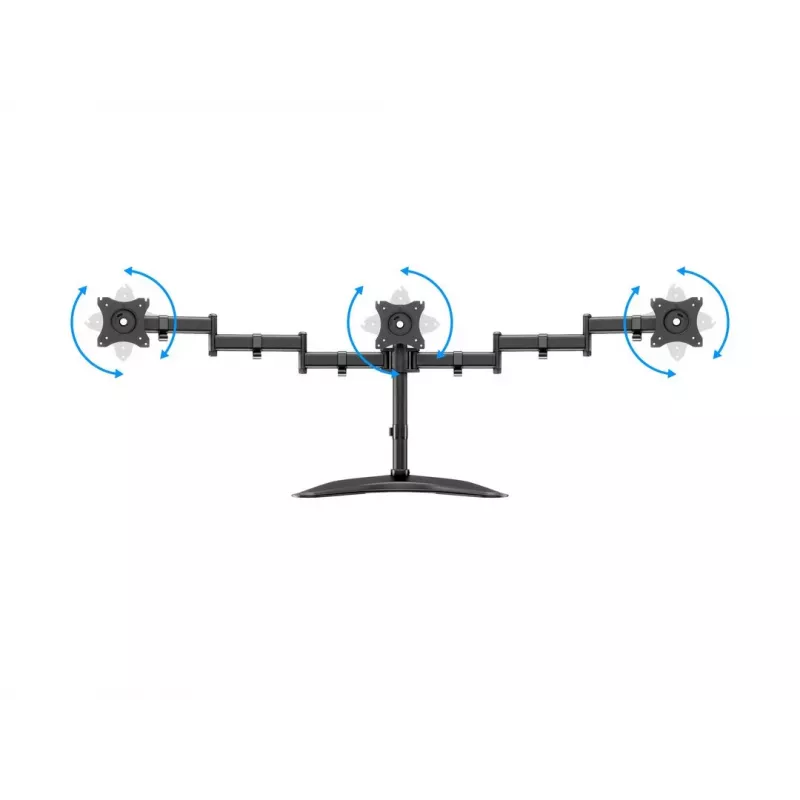 Monitor-Tischständer MULTIBRACKETS M Deskstand Basic Triple — 3-fach, VESA 75x75–100x100, unterstützt bis zu 24 kg, für 15-Zoll- bis 27-Zoll-Bildschirme, schwarz