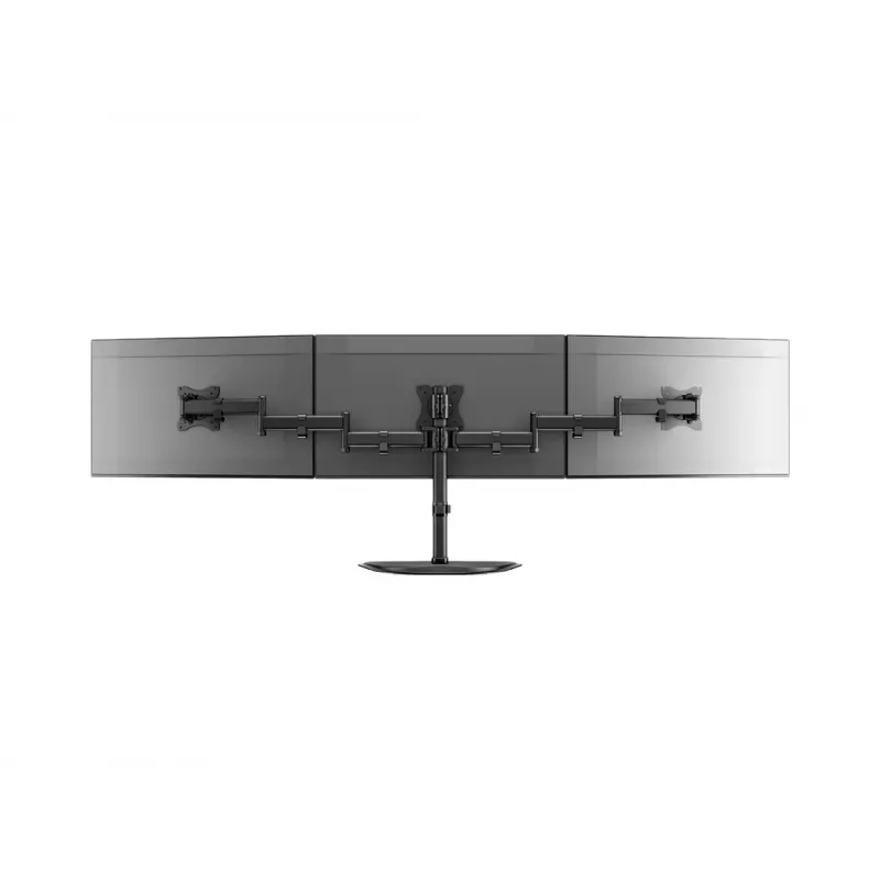 Monitor-Tischständer MULTIBRACKETS M Deskstand Basic Triple — 3-fach, VESA 75x75–100x100, unterstützt bis zu 24 kg, für 15-Zoll- bis 27-Zoll-Bildschirme, schwarz
