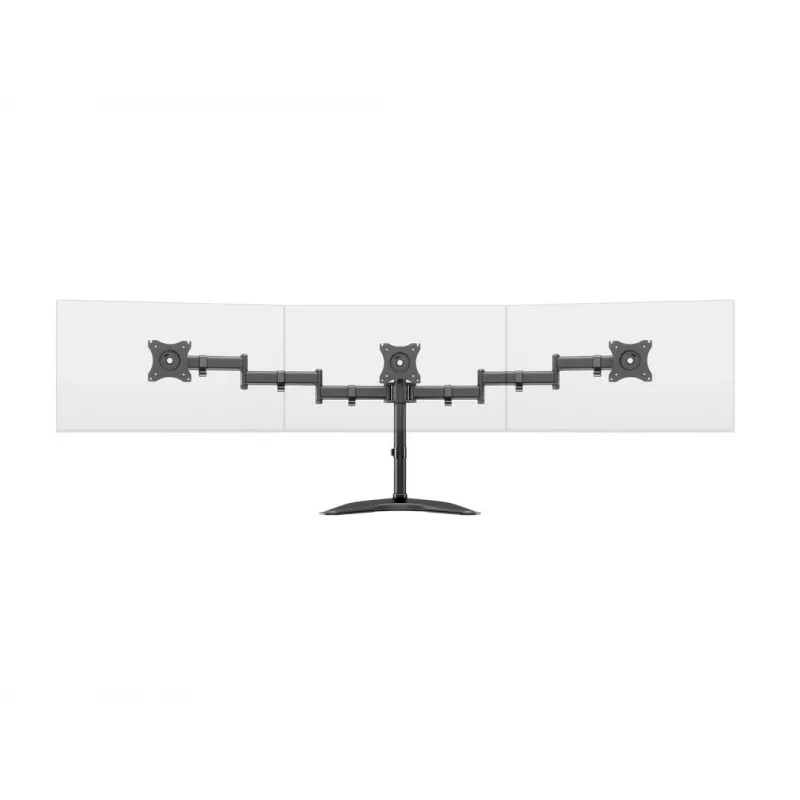 Monitor-Tischständer MULTIBRACKETS M Deskstand Basic Triple — 3-fach, VESA 75x75–100x100, unterstützt bis zu 24 kg, für 15-Zoll- bis 27-Zoll-Bildschirme, schwarz