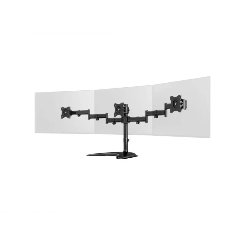 Monitor-Tischständer MULTIBRACKETS M Deskstand Basic Triple — 3-fach, VESA 75x75–100x100, unterstützt bis zu 24 kg, für 15-Zoll- bis 27-Zoll-Bildschirme, schwarz