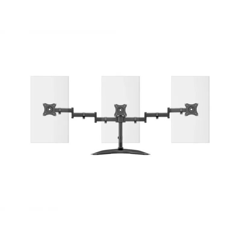 Monitor-Tischständer MULTIBRACKETS M Deskstand Basic Triple — 3-fach, VESA 75x75–100x100, unterstützt bis zu 24 kg, für 15-Zoll- bis 27-Zoll-Bildschirme, schwarz