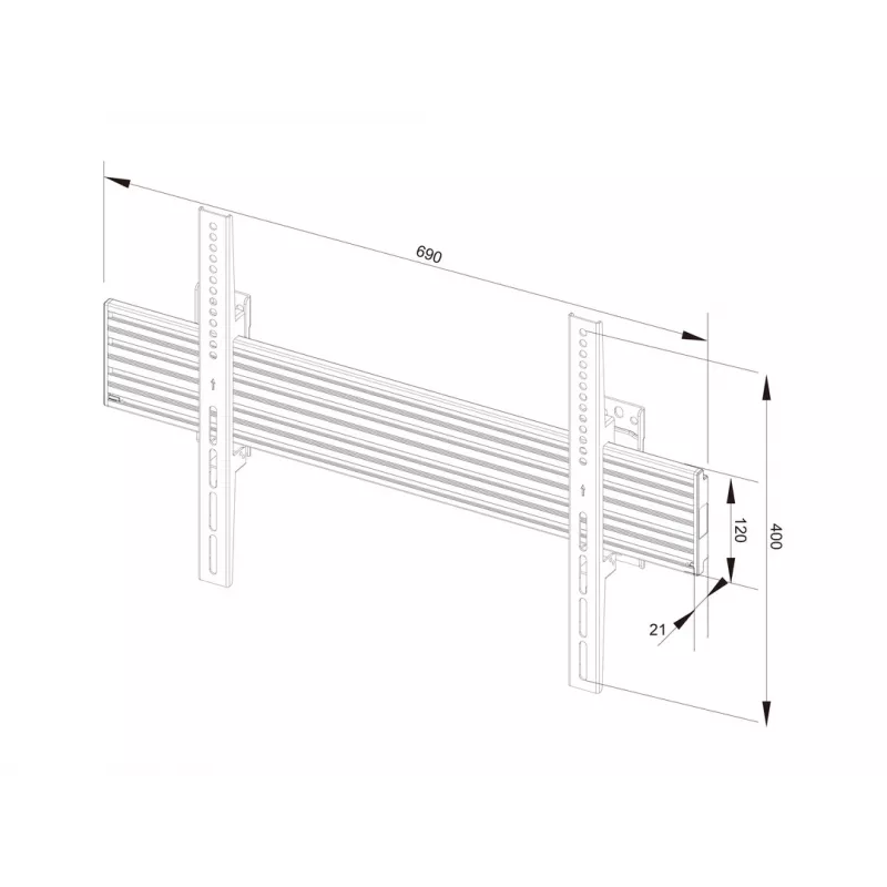 Multibrackets M Wallmount Pro MBW1U Fixed Schwarz 50 kg 40-65 Zoll