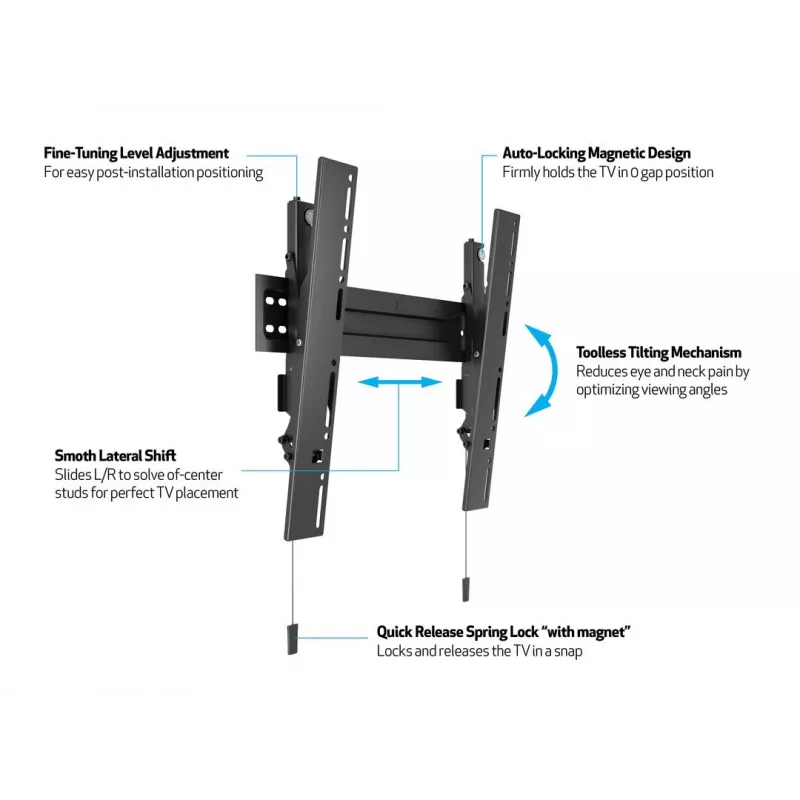 Multibrackets M VESA Wandhalterung Super schlank Tilt 400 MAX, 81,3 cm (32″), 139,7 cm (55″), 100 x 100 mm, 400 x 400 mm, Kunststoff, Stahl, Schwarz