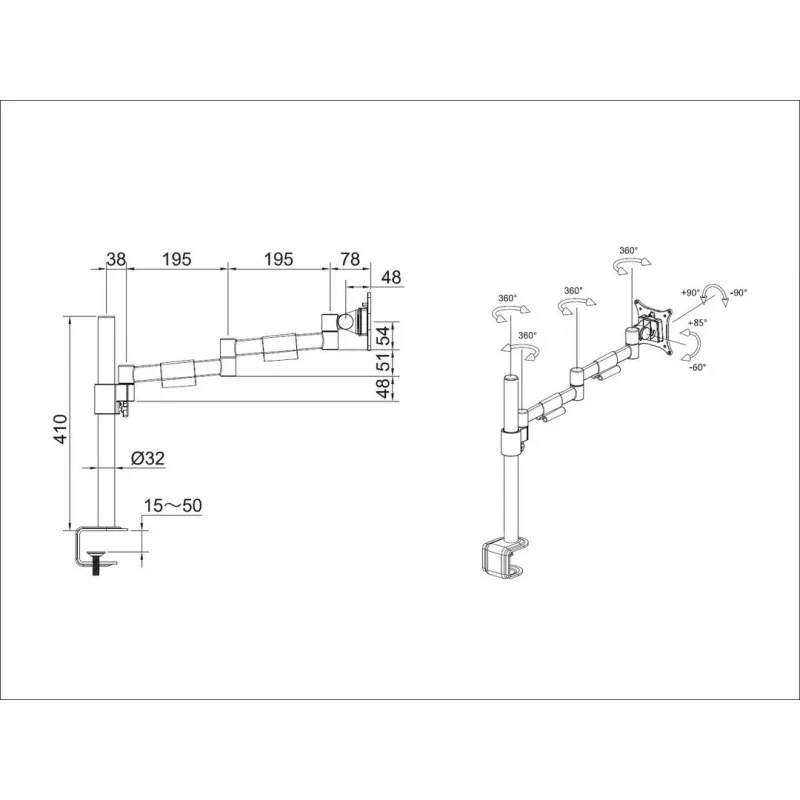 Tischhalterung Multibrackets M VESA Deskmount Officeline Single II Schwarz