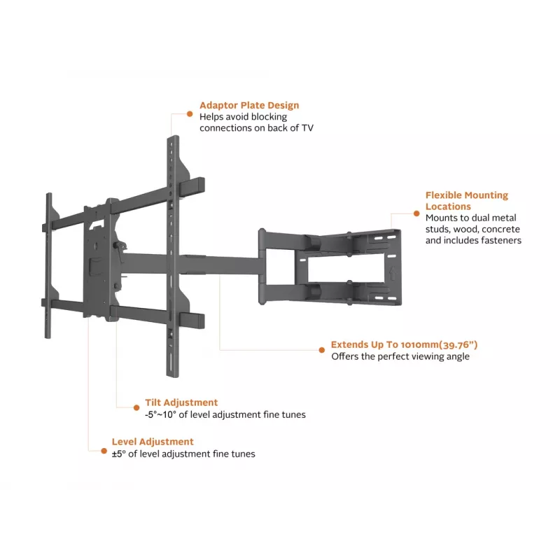 Multibrackets M Universal Long Reach Arm 1010mm HD Single 40kg 42-75 Zoll