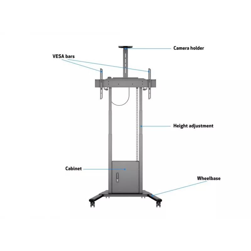 Multibrackets M Motorized Floorstand 120 kg Schwarz inkl. Schrank & Kameraregal