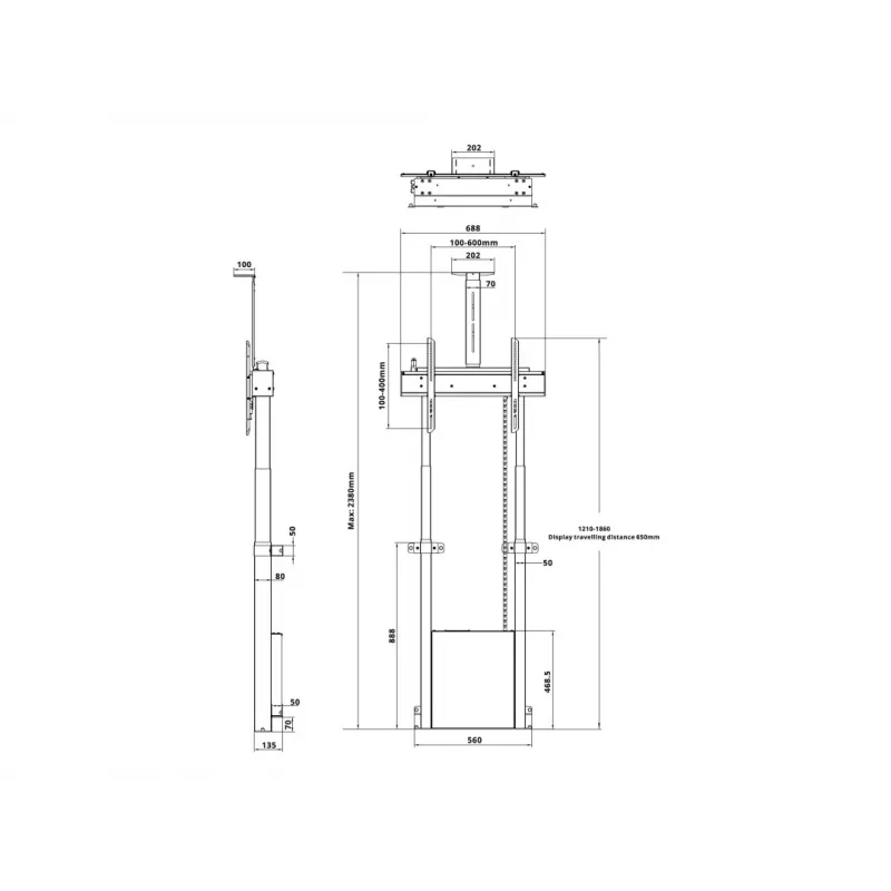 Multibrackets M Motorisierter Bodenständer 120 kg Schwarz inkl. Kameraregal