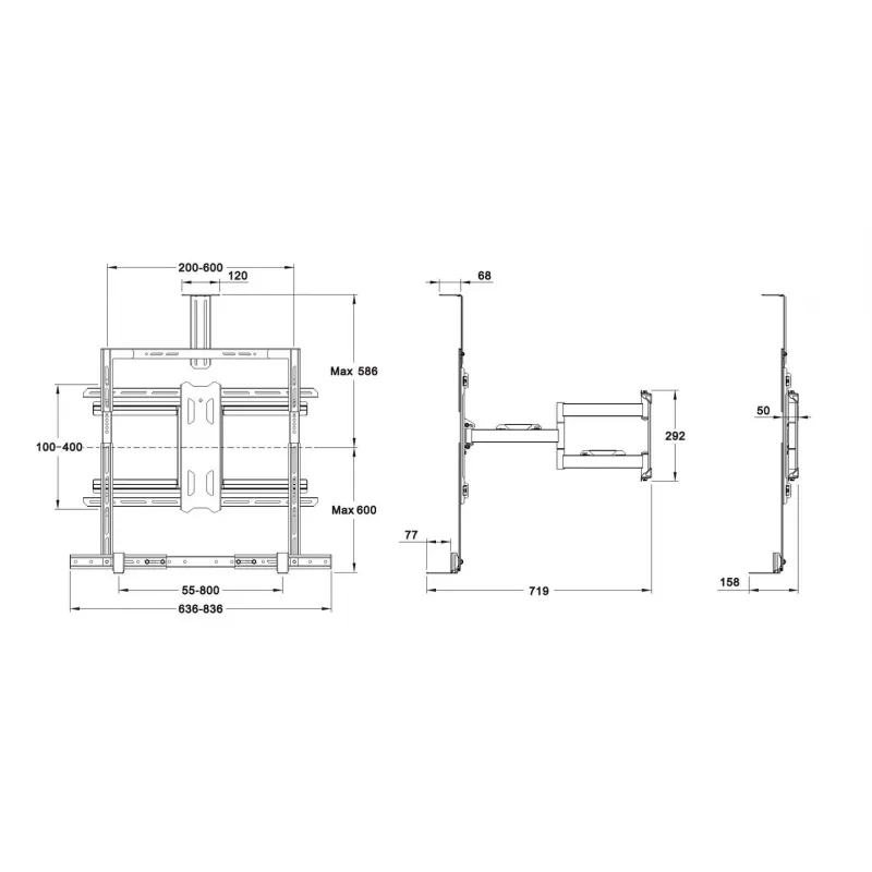Multibrackets M Universal Flexarm Pro 60 kg Sound & Camera 60 kg Tragfähigkeit 55-85 Zoll
