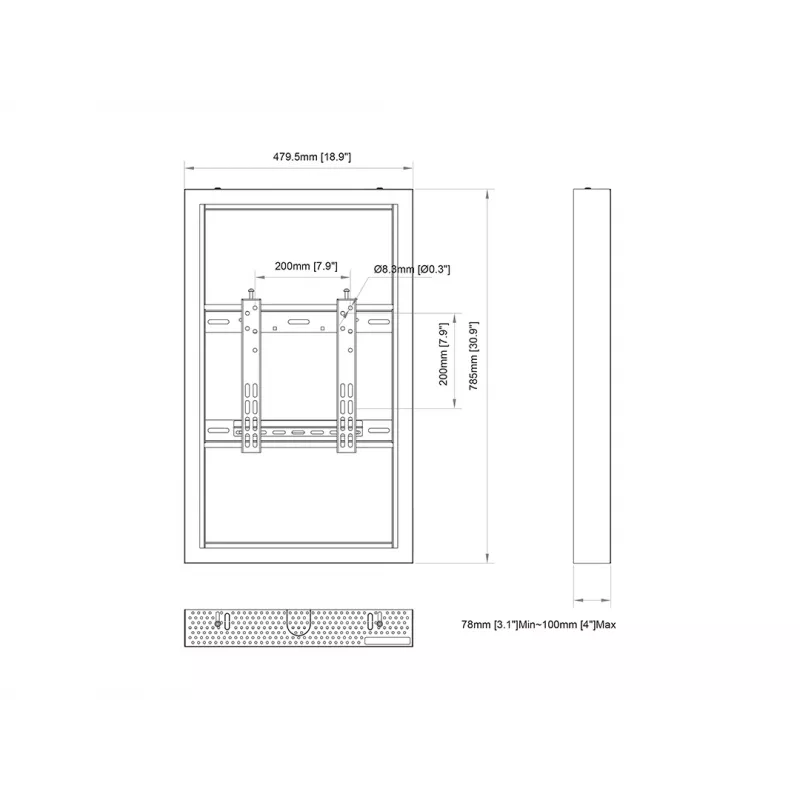 Multibrackets M Pro Series Gehäuse 32 Zoll Wandmontage Klein Schwarz Stahl Querformat/Hochformat