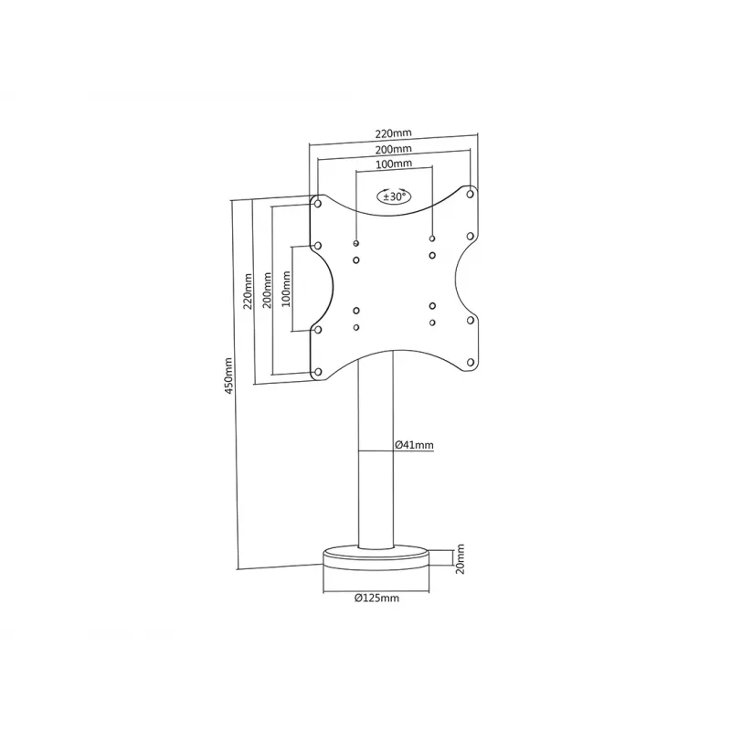 Multibrackets M VESA Bolt Down TV-Halterung Turn 200 MAX 30 kg 23-43 Zoll